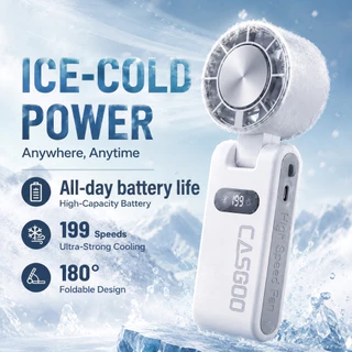 พัดลมไอเย็น CASGOO K680 ICE Cooling Fan ปรับลม199ระดับ เย็นได้16° มอเตอร์13000rpm ปรับ180°+ไฟฉาย+สายคล้อง+ฐานตั้งฟรี