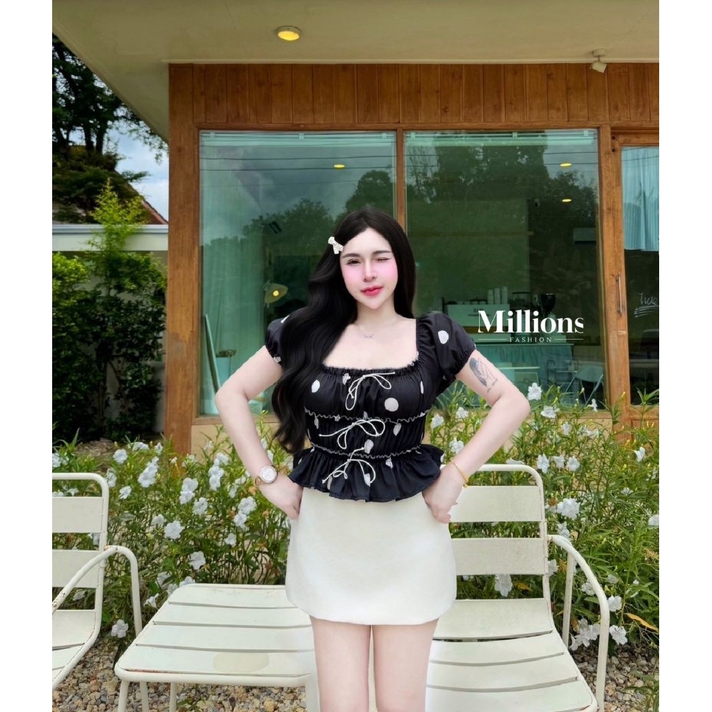พร้อมส่ง เสื้อครอปผ้าครัชแขนตุ๊กตาใส่เที่ยวใส่คาเฟ ใส่อยู่บ้าน น่ารักๆ เหมาะกับสาว xs,s,m
