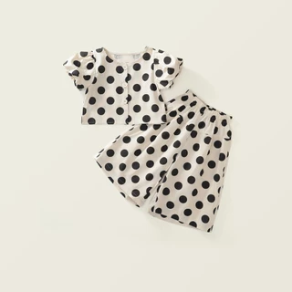 Hania kids พร้อมส่ง ชุดเซ็ตเสื้อลายจุด+กางเกง ใส่สบาย เนื้อผ้าดี ชุดเด็กผู้หญิงน่ารัก K4124932