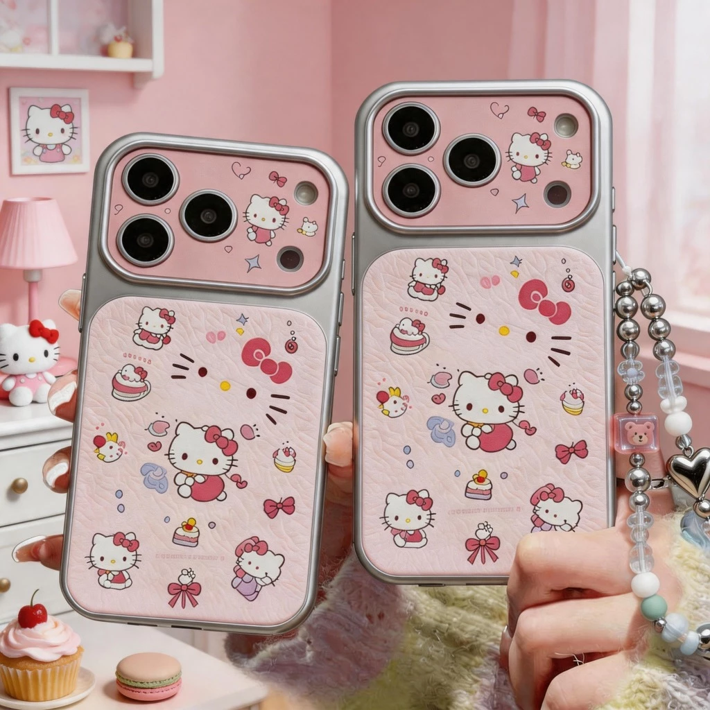 เคสไอโฟน13 เคสไอโฟน15pro 17 pro max เคสลายการ์ตูนสีชมพู มีสายคล้องโทรศัพท์ กันกระแทก พร้อมส่งLRMBKP7