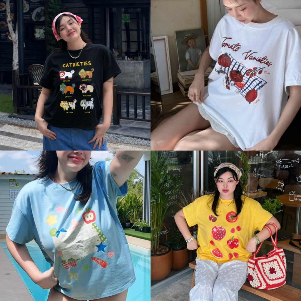 The Samesize loose fit t shirt เสื้อยืดทรงหลวม  ลายวาด ผ้าคอตตอนพรีเมียม