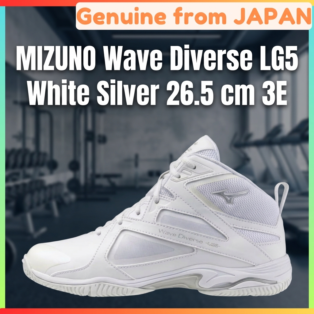 MIZUNO Wave Diverse LG5 Fitness Shoes 3E Wide Gym Studio Exercise White Silver 26.5 cm Unisex
