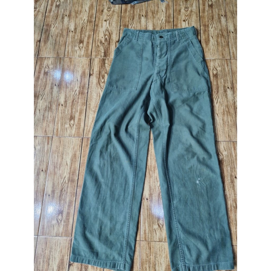 กางเกงทหารusa OG-107p56- P58 1960’s US Military USMC Cotton Sateen Utility Fatigue Pants เอว27"-30"ย