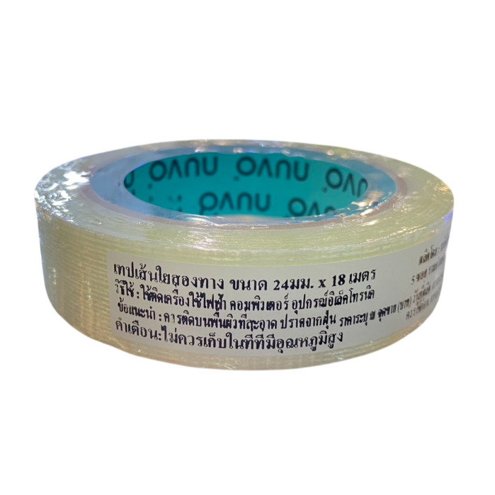 (KTS)เทปเส้นใยสองทาง Nuvo Cross line Filament Tape สีใส ขนาด 24mm.x18M.