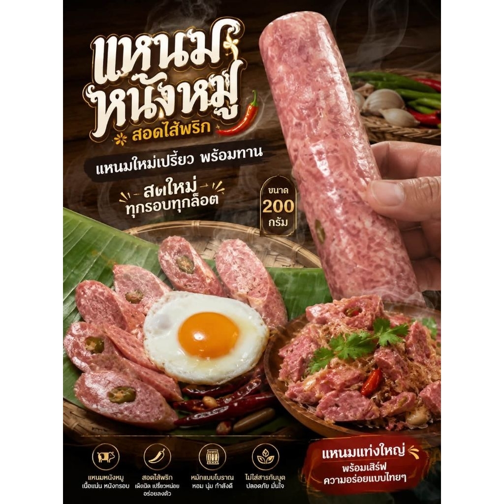 แหนมหนังหมู/ขนาด200กรัม (เลขอย.74-2-02160-6-0008)