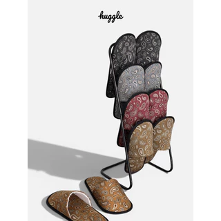 Paisley รองเท้าสลิปเปอร์หัวปิด รองเท้าใส่เดินในบ้าน ผ้าคอตตอลทวิล ฟองน้ำหนานุ่มพิเศษ