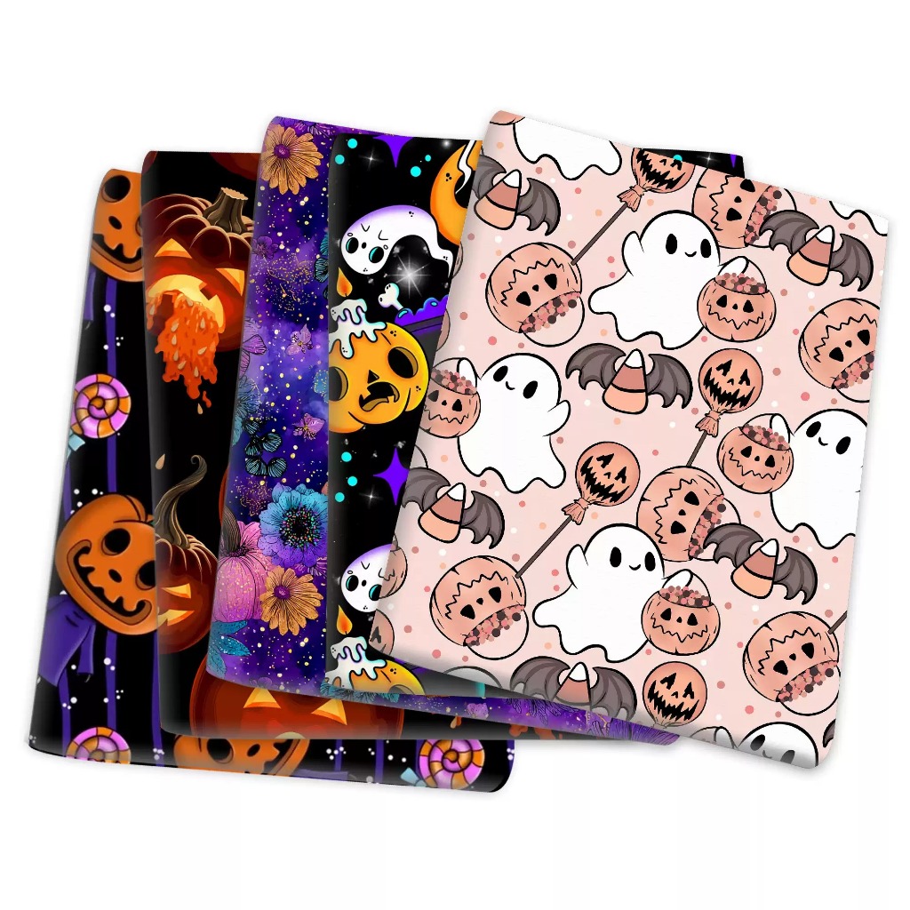 Preorder-ผ้าโพลีผสมคอตตอน(ลายHalloween) พิมพ์ระบบDigital หน้ากว้าง145ซม. Polyester 65%, Cotton 35%