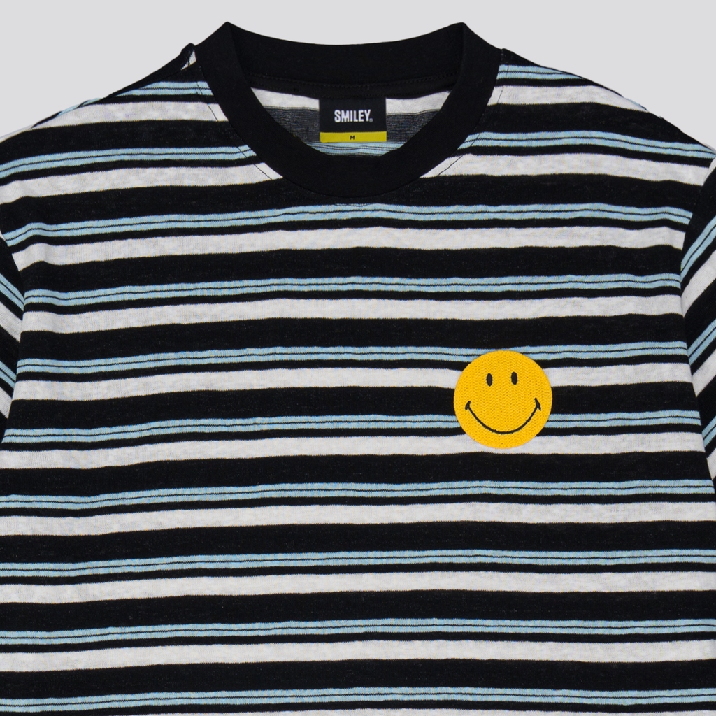 SMILEY تيشيرت مقلّم برقعة كروشيه زرقاء — صورة 2