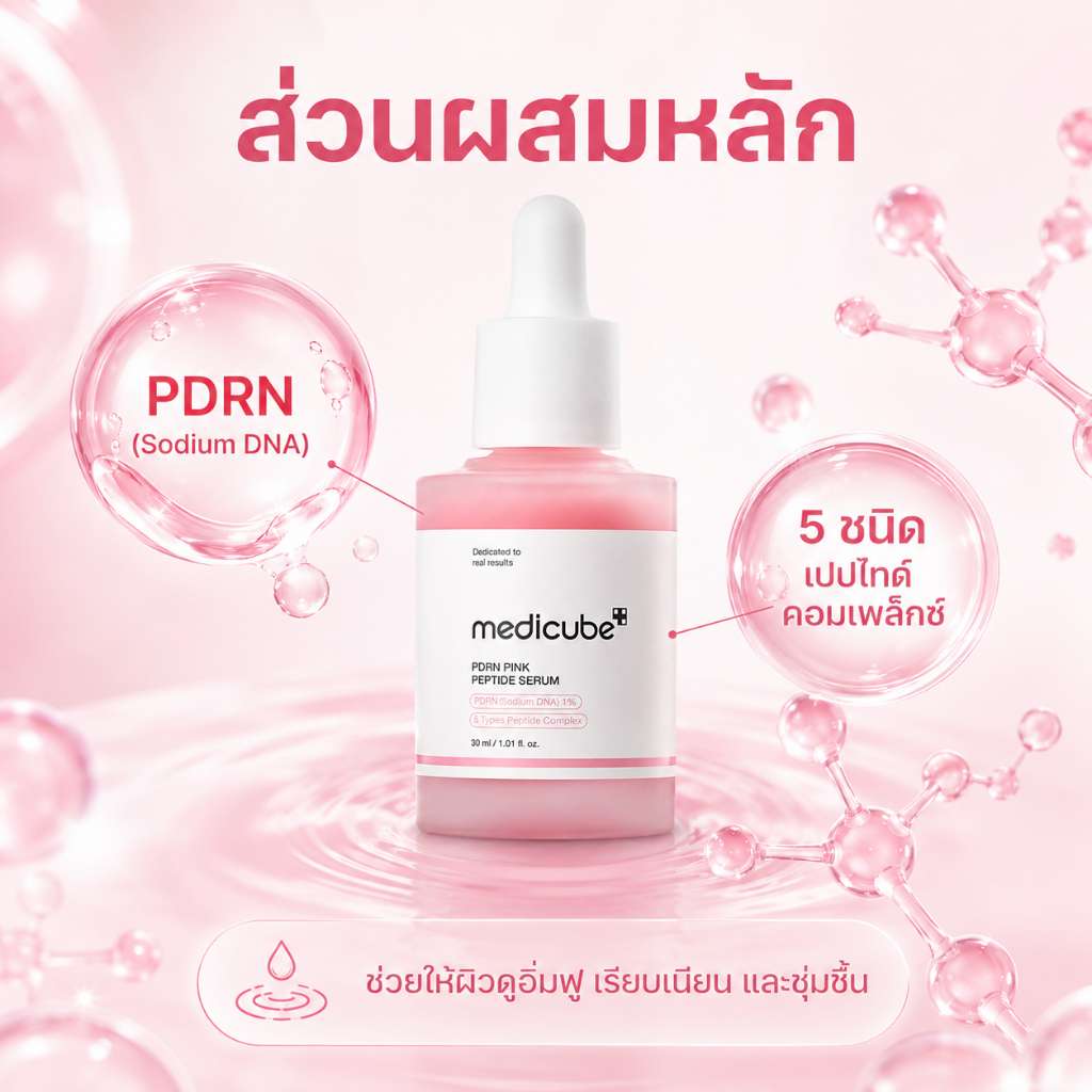 🧡 Medicube PDRN ซีรั่มเปปไทด์สีชมพู 30ml 🧡| ลดรอยแดง กระจ่างใส ฟื้นฟูเกราะผิว เนื้อบางเบา ไม่เหนอะหนะ