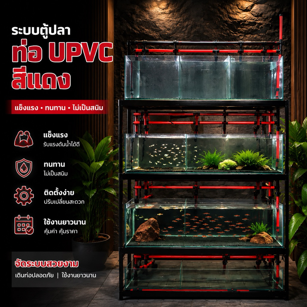 ท่อUPVC สีแดง ท่อเส้นผ่าศูนย์กลางภายนอก 20mm ยาว 1เมตร