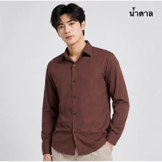 เสื้อเชิ้ต เชิ้ตคอปกแขนยาว 14 สี ผ้าไหมอิตาลี(ผลิตไทย) รีดง่าย ยับยาก ใส่สบาย ไม่อมเหงื่อ