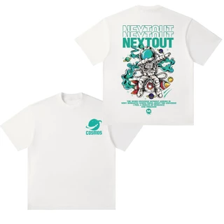 (ผ้าฝ้าย 100%)Luvoro oversize unisex เนื้อผ้านุ่มระบายแขนสั้น T-shirt สีดำและสีขาว เสื้อยืดทูโทน เสื้อยืดแขนสั้น C2864