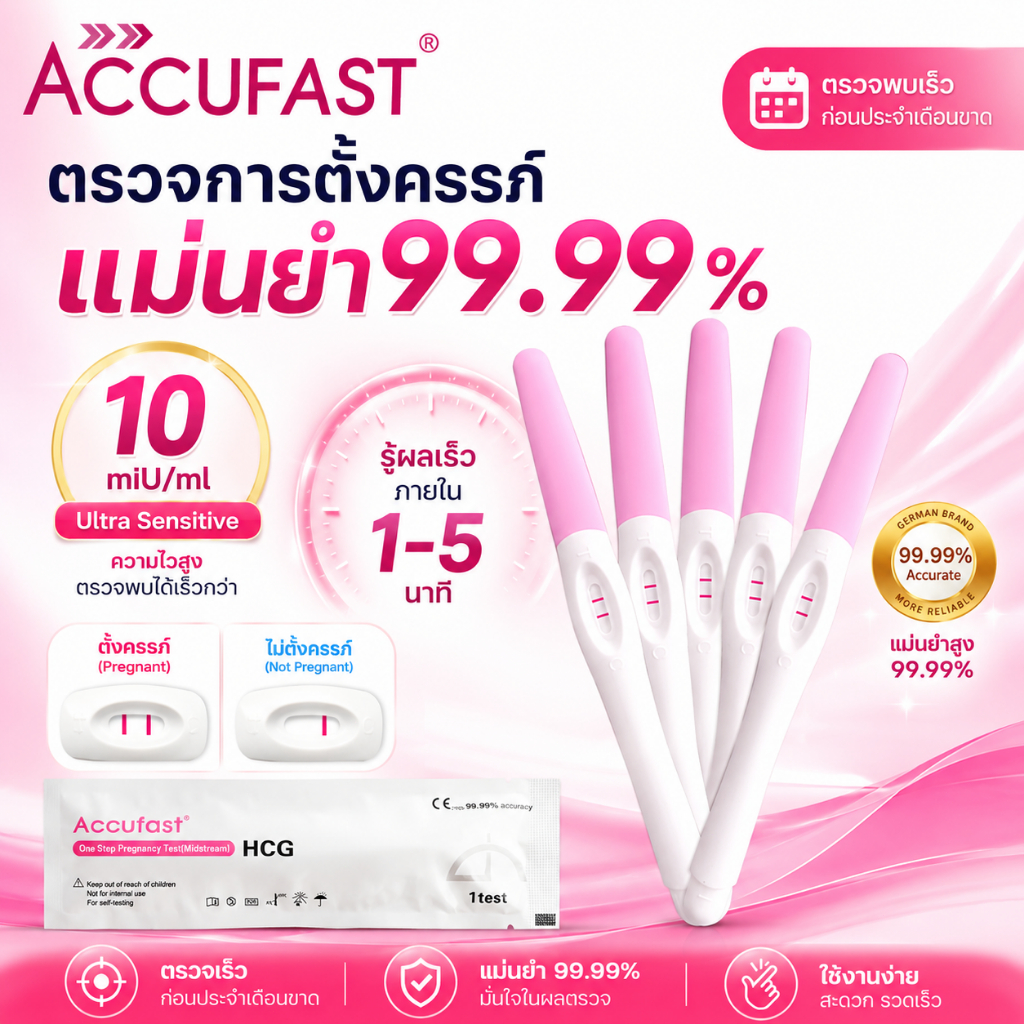 ACCUFAST💎 ตรวจครรภ์ แบบปากกา HCG ความแม่นยำ 99.99% ⭐pregnancy test ⭐10 MIU ความไวสูง ⭐การจัดส่งที่เป็นความลับ