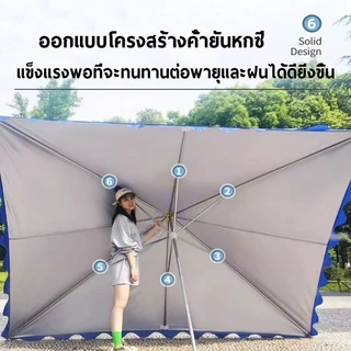 ร่มขายของสี่เหลี่ยม 2*1.5M/2*2.5M/2*3M/3*3M ร่มกันแดด แผงลอยร่ม ผ้าอ๊อกฟอร์ด หนาพิเศษ กันรังสียูวี กันน้ำ กันลม