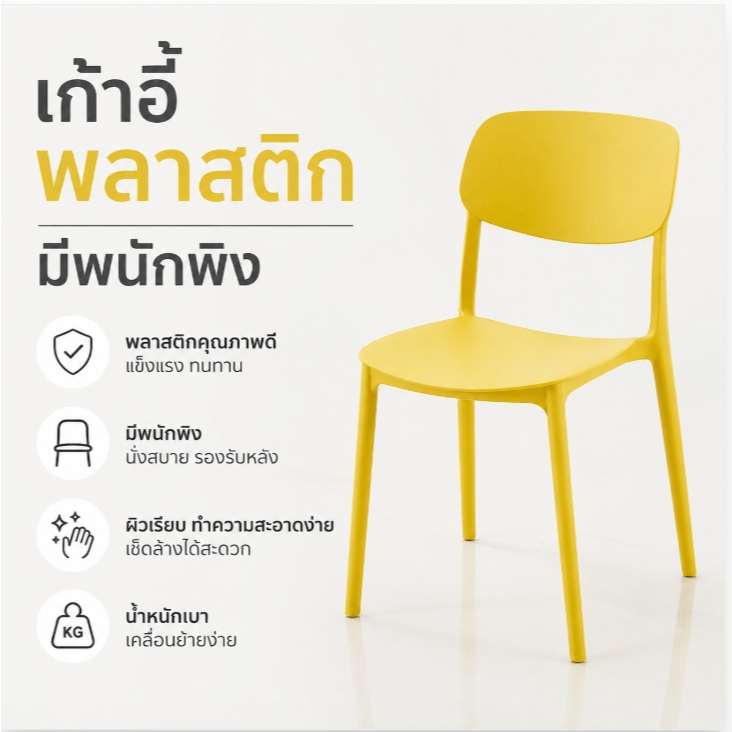 เก้าอี้พลาสติก มีพนักพิง YF-1684