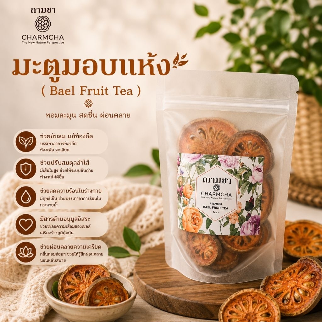 มะตูม (Bael Fruit Tea) มะตูมอบแห้ง สามารถใช้ทำชามะตูมได้ บำรุงสุขภาพได้ดี