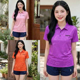 เสื้อโปโลปักsportsผู้หญิงทรงสวยเข้ารูปทันสมัยเสริมบุคลิก