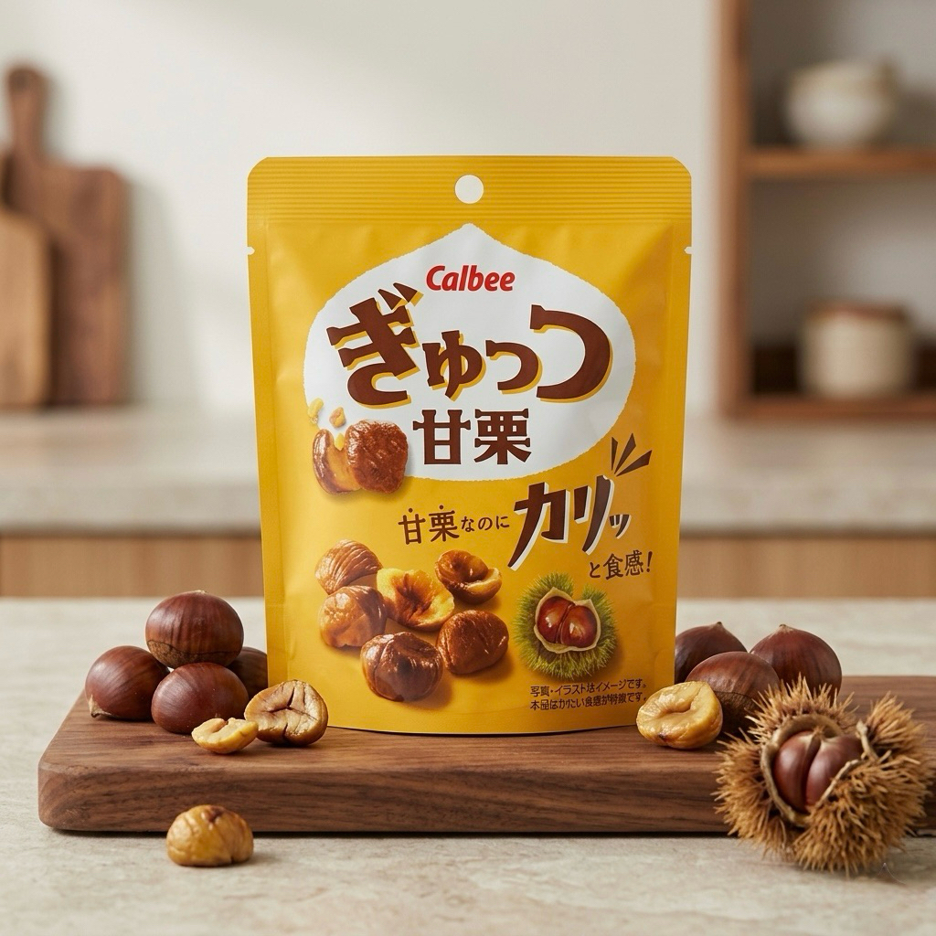 พร้อมส่งในไทย Calbeeเกาลัดทอด crispy chestnut ห่อละ26g
