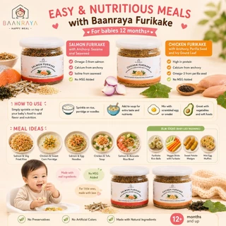 🏆ขายดี🔥🏆 ผงโรยข้าวเด็ก กินข้าวเก่ง Furikake โปรตีนสูง โรยข้าวเด็ก 12M+ BLW ปลาแซลมอน ไก่ ปลาหมึก Baan Raya