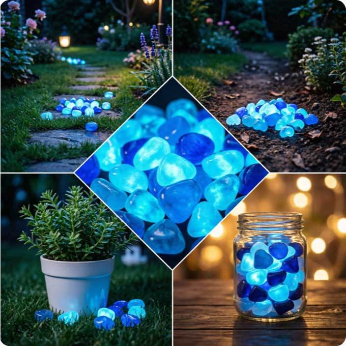 Qixin หินเรืองแสงสีเงินก้อนกรวดเรืองแสงหินเรืองแสงที่มีสีสันตู้ปลาภูมิทัศน์ตกแต่งสวน