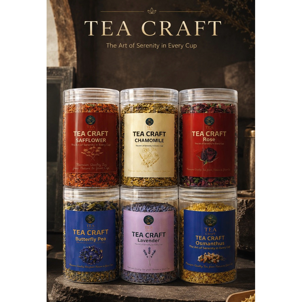 (60,80 กรัม) TEA CRAFT ชาดอกไม้พรีเมียม (กุหลาบ/หอมหมื่นลี้/คาโมมายล์/อัญชัน/ลาเวนเดอร์/คำฝอย) คัดสรรจากธรรมชาติ 100%