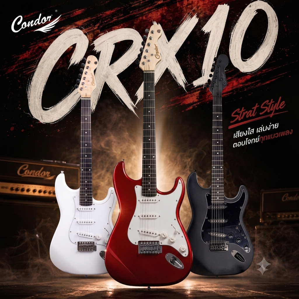 Condor กีต้าร์ไฟฟ้า Condor  รุ่น CRX10 ทรง Strat  ปิ๊กอัพเดี่ยว คุณภาพเกินราคา งานดี พร้อม SETUP