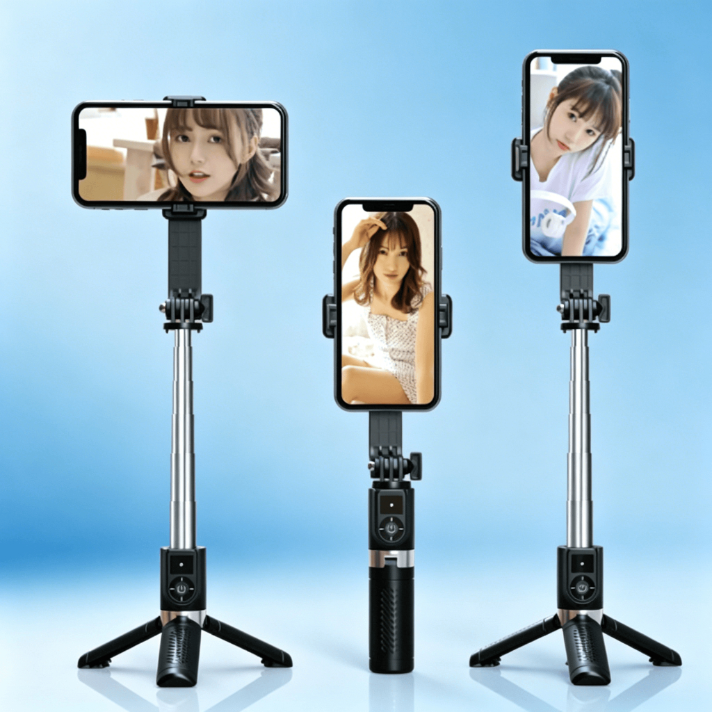 【3ใน1 กระจก+ไฟ+ไม้เซลฟี่】ไม้เซลฟี่มินิ ควบคุม Bluetooth ยืดสุด80ซม. หมุน360° ของคู่ใจคนรักเซลฟี่