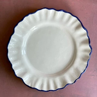 จานเซรามิค จานแบ่ง จานขอบหยัก ขนาด 8.25 นิ้ว Side Plate Ceramic *อ่านคำอธิบายก่อนสั่งซื้อ* เข้าไมโครเวฟได้ - AT1CERAMIC