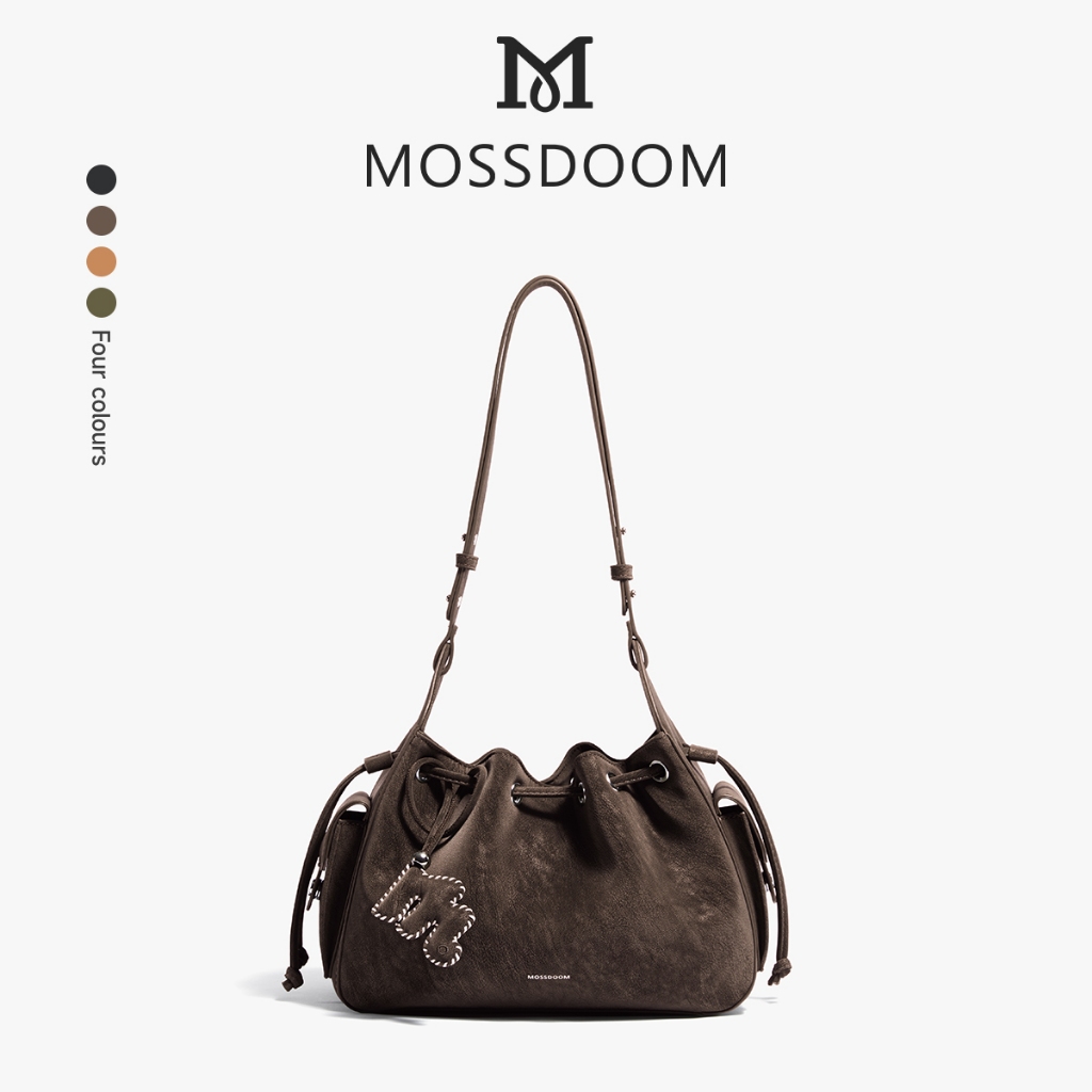 MOSSDOOM Bellis Bag กระเป๋าสะพายไหล่หนังกลับทรง Bucket ดีไซน์วินเทจ จุของได้เยอะ น้ำหนักเบา พร้อม 4 สีสุดคลาสสิก