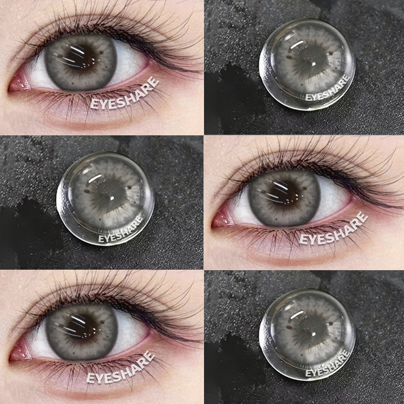 {COD}-Eyeshare Blackspot Grey -1.00-6.00 คอนแทคเลนส์สายตาสั้น 1 คู่ 14.2mm ตาโตน่ารัก ใช้งานหนึ่งปีจัดส่งฟรี