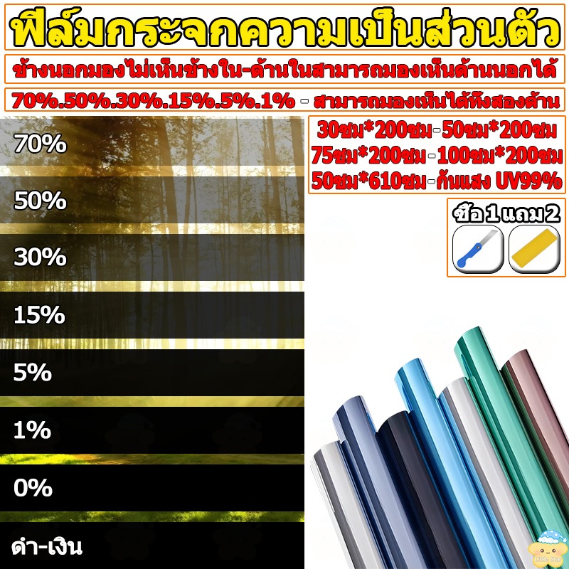 ซื้อ 1แถม 2 ฟิล์มติดกระจก ฟิล์มกรองแสง ฟิล์มอาคาร ฟิล์มกรองแสงรถยนต์ ฟิล์มคาร์บอน กันความร้อน Window Film Black Carbon