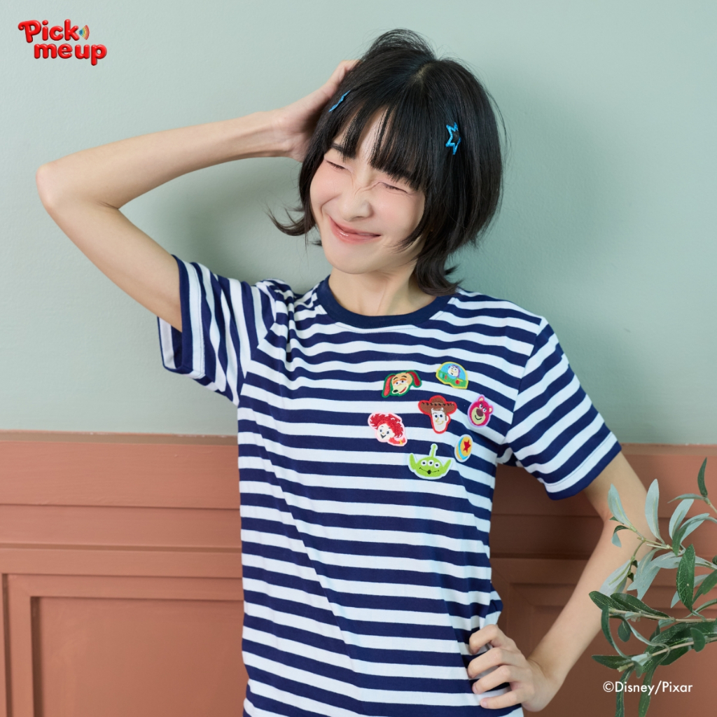 PickMeUp เสื้อยืดลาย Toy Story Character navy & white striped