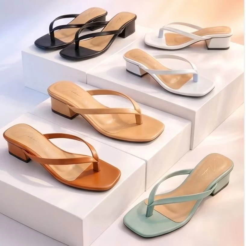 รองเท้าแฟชั่น ไซส์ 36 - 45 แบบคีบ มีหูหนีบ ไซส์ใหญ่ ส้นสูง 1.5 นิ้ว ใส่สวย มีสไตส์ รองเท้าผู้หญิง แฟชั่น หูคีบ