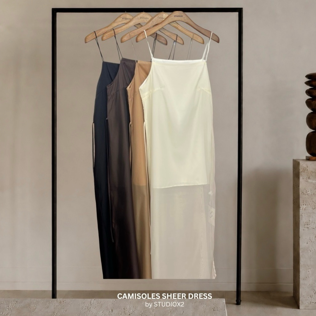 พร้อมส่ง #137 x2 CAMISOLES SHEER DRESS เดรสสายเดี่ยว เดรสซีทรู ชุดไปเที่ยว ชุดไปทะเล พริ้วๆ
