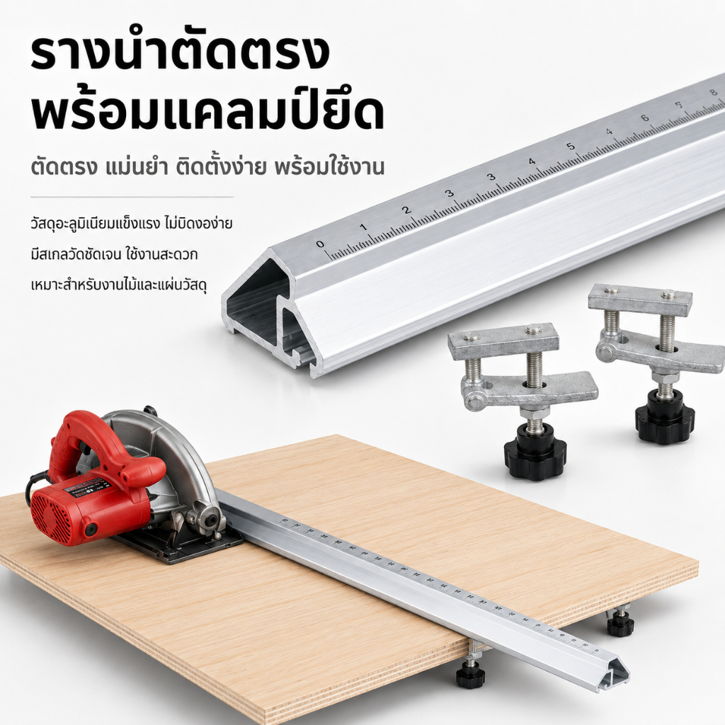 รางนำตัดแบบช่วยนำทาง ไม้บรรทัดนำตัดแม่นยำ 92-135CM สำหรับงานตัดตรง งานไม้ อลูมิเนียม