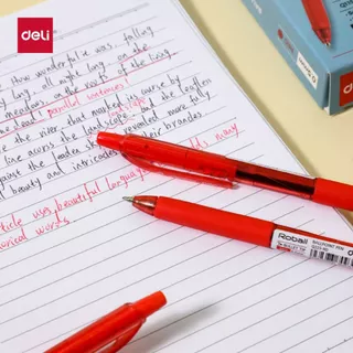 ปากกาลูกลื่น Deli รุ่น Q115 เขียนลื่นไม่สะดุด ด้ามจับนุ่มสบายมือ 0.5 มม. ยกกล่อง 12 ด้าม