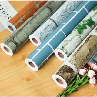 วอลเปเปอร์ ลายอิฐ วอลเปเปอร์ชนิดมีกาวในตัว ขนาด 45cm*5เมตร 3D กันน้ํา สําหรับติดตกแต่งผนังบ้าน มีหลายสไตล์ให้เลือก