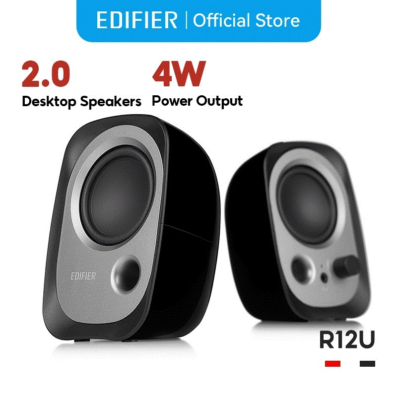 Edifier R12U ลำโพงต่อ AUX 3.5mm ได้ มีแจ็คหูฟัง ใช้กับหลายอุปกรณ์ 2.0