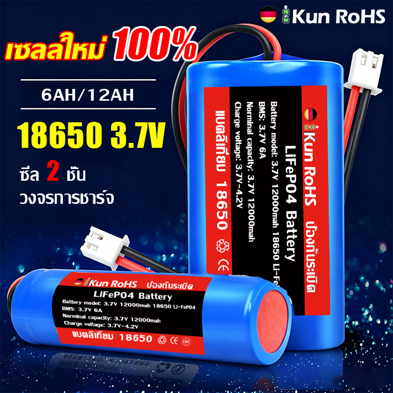 ✨เซลล์ใหม่ 100%✨ แบตเตอรี่ 18650 3.7V 2000mah พร้อมแผ่นป้องกัน สายไฟหัวโมเลค2พิน ถ่านชาร์จ โซล่าเซลล์ แบตเตอรี่ลิเธีย