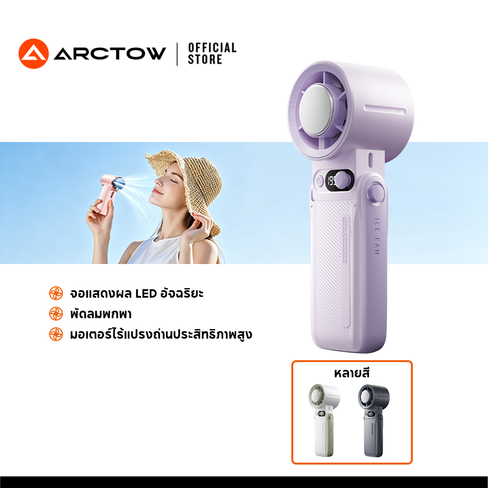 ARCTOW F5pro พัดลมพกพา พัดลมมือถือ ชาร์จUSBพัดลมระบายความร้อน 6000mAh LED พัดลมพกพา ปรับระดับได้ 199ระดับ jamay f5pro