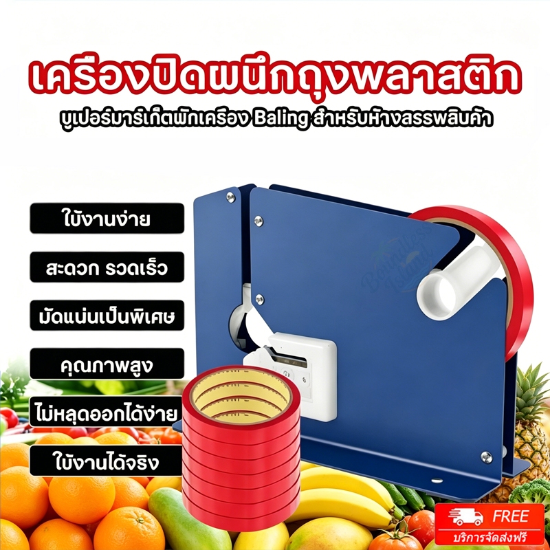 เครื่องรัดปากถุง แท่นเทปรัดปากถุง รุ่น K-8 เหมาะสำหรับซูเปอร์มาร์เก็ตและร้านค้าปลีก