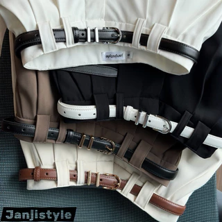 JANJISTYLE - รุ่น Basic Belt เข็มขัดผู้หญิง วัสดุหนังแท้ ไม่ใช่วัสดุ PU หนังมีความคงทนต่อการใช้งาน ขนาด 3.81 x 105 CM