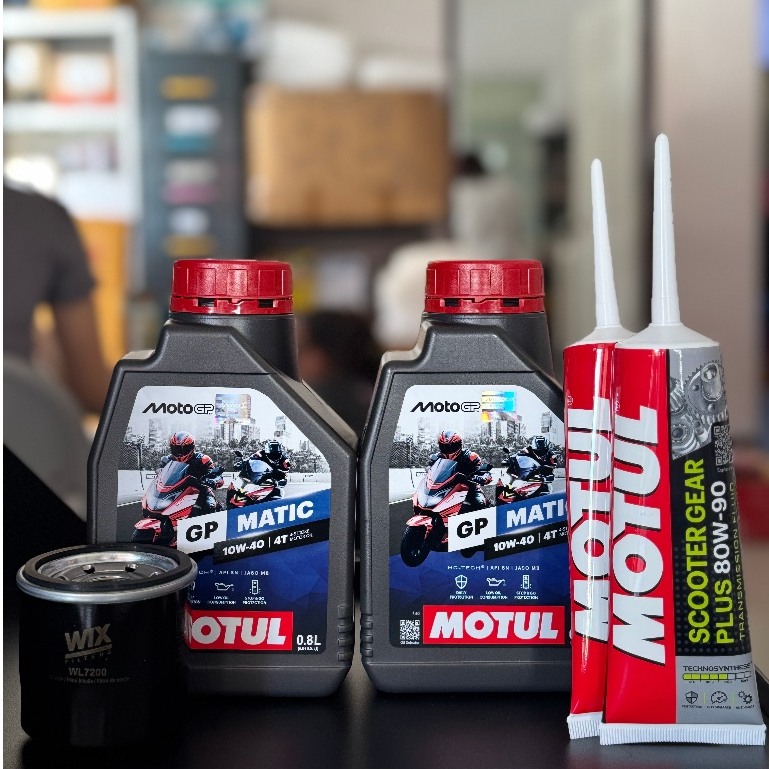 ส่งด่วน - น้ำมันเครื่อง MOTUL - VESPA // GP MATIC 10W-40 + น้ำมันเฟืองท้าย + กรองนมค.