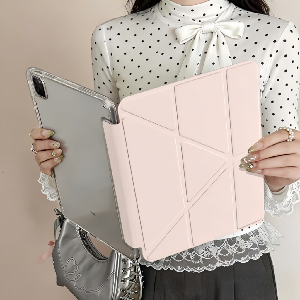 เคสไอแพด หลังอะคริลิคใส กันกระแทก กันงอ ปกพับ3ทบ ตั้งได้หลายมุม รองรับ iPad Air4/5/6/7/8 Air11 Mini6/7/8 Pro11 Gen10/11