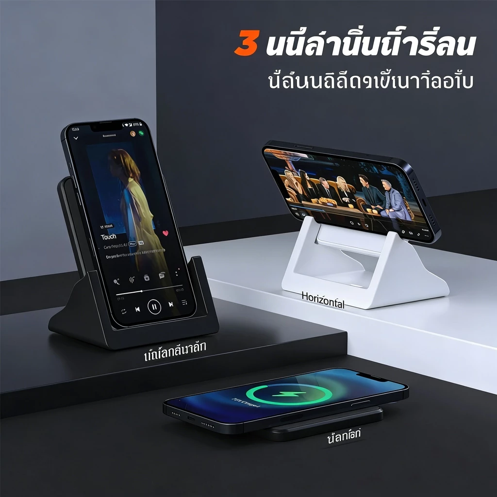 15W ที่ชาร์จไร้สาย แท่นชาร์จไรสาย Fast charger wireless charger ที่ชาร์จแบตไร้สาย ใช้กับ iPhone Samsung Huawei thumbnail 3