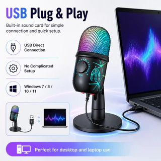 NEODIGI M930 ไมโครโฟนเกมมิ่ง ไฟ RGB Microphone ลดเสียงรบกวน ไมโครโฟนสําหรับเล่นเกม สําหรับ สตรีมมิ่ง บันทึกเสียง