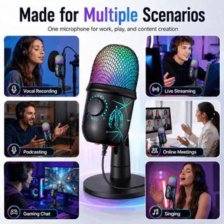 NEODIGI M930 ไมโครโฟนเกมมิ่ง ไฟ RGB Microphone ลดเสียงรบกวน ไมโครโฟนสําหรับเล่นเกม สําหรับ สตรีมมิ่ง บันทึกเสียง