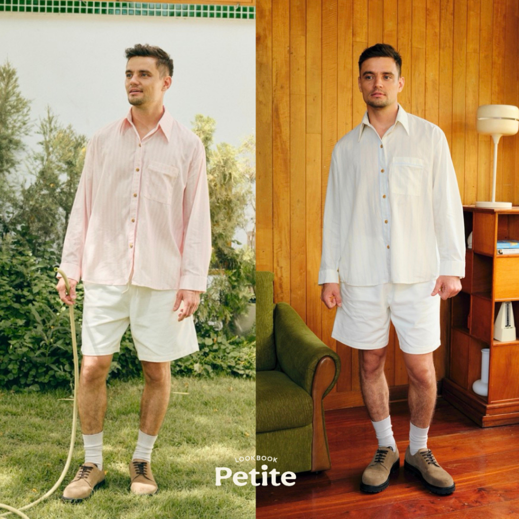 lookbookpetite x saeson | stargazing shirt (adult) สี pink stripe, white stripe