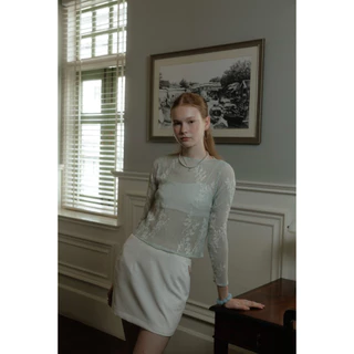 KALE LACE TOP(White•Past green)