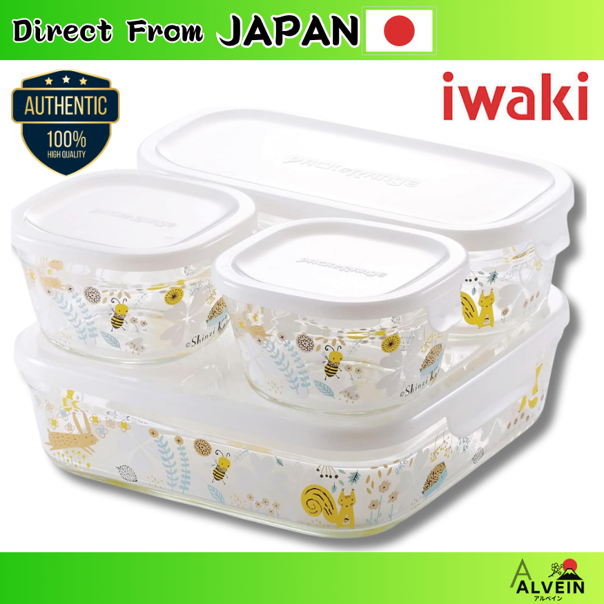【Direct From Japan】Iwaki Heat‑Resistant Glass Container Nordic Garden Mini Pack & Range PS‑PRNSNF4